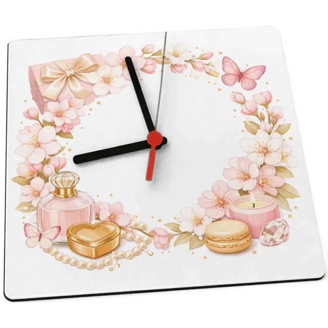 Mr Cadeautjes Klok 19 x 19 - design Romantische seizoenskrans met cadeau-gevoel | cadeau Wit