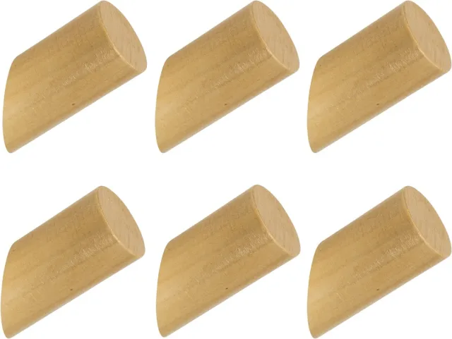 QUVIO Haakje - Set van 6 - Wandhaakjes - Haakjes - Kapstokhaakjes - Wandkapstok - Theedoekhouder - Handdoekhouder - Kapstok - Haakje voor badkamer - Haakje voor keuken - Hout - Met schroeven -Lichtbruin