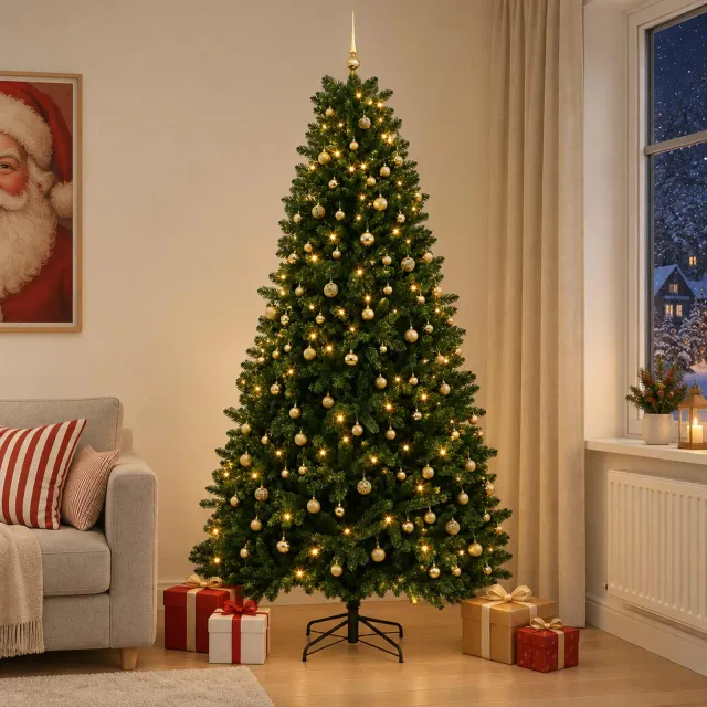 vidaXL Kunstkerstboom middengroen met kerstbal 300 cm 300 LED's
