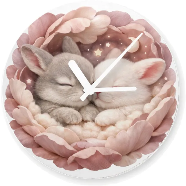 Mr Cadeautjes Glazen klok Ø 20 - design Een sprookjesachtige close-up met een dierlijk hoofdonderwer | cadeau Wit