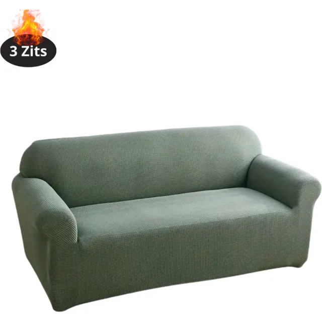 Bovista Bankhoes - Bankbeschermer - Stretch - Sofa Cover - Effen - Groen - 3 Zits