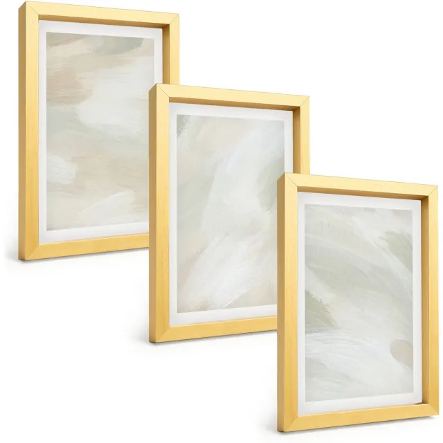 TULUP 4-Delige Schilderij Set - Heldere abstracte schilderijen op canvas, delicate boho-stijl - 20 x 30 cm - Muurdecoratie - Wanddecoratie - Hal - Stijlvolle Muurdecoratie Gouden lijst