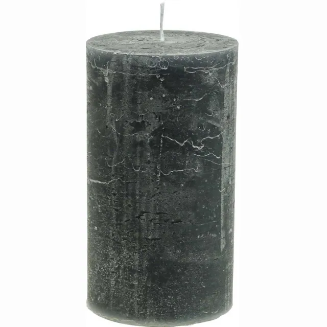Viana Effen kaarsen antraciet stompkaarsen 85×150mm 2st, 2 Stück