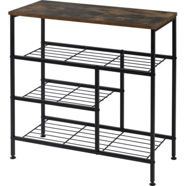 In And Outdoormatch Schoenenrek - robuust & elegant - vintage hout & zwart metaal - compact & stijlvol - modern interieur - 70x30x71 cm