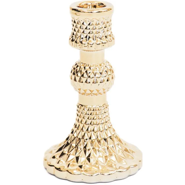 Housevitamin Gouden kaarshouder-Glas- 8x13cm