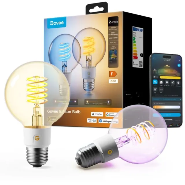 Govee Edison Bulb G80 E27 (2-stuks) led-lamp