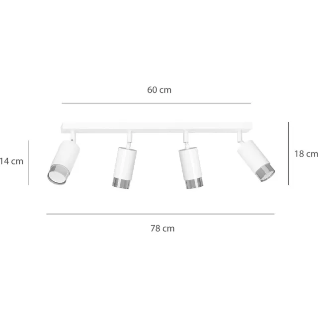Emibig Boras 4L plafondspot GU10 wit en chroom luxe afwerking - Perfect voor een moderne uitstraling in uw interieur wit/chroom