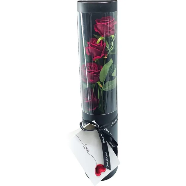 Flowerbox Rozen in koker - Roses in box - Silk Roses - Rozen in box - Liefdescadeau - Lovecard - Moederdag - Valentijnsdag Zwarte koker