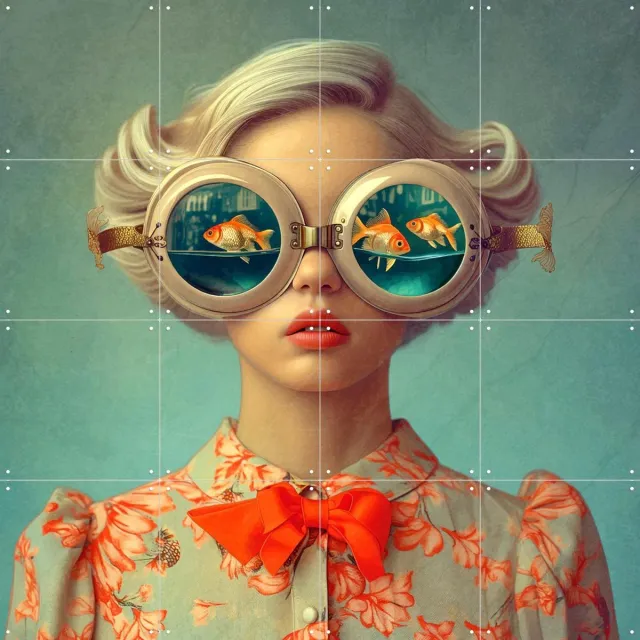 IXXI Visioen, Mirjam Duizendstra - 80 x 80 cm - Grote wanddecoratie en posters Woonkamer, Portretten Groen