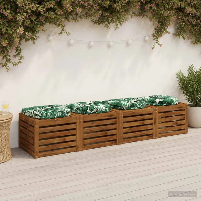 vidaXL 4-Piece Zitkussens 4 st 100% Polyester Bladpatroon Groen