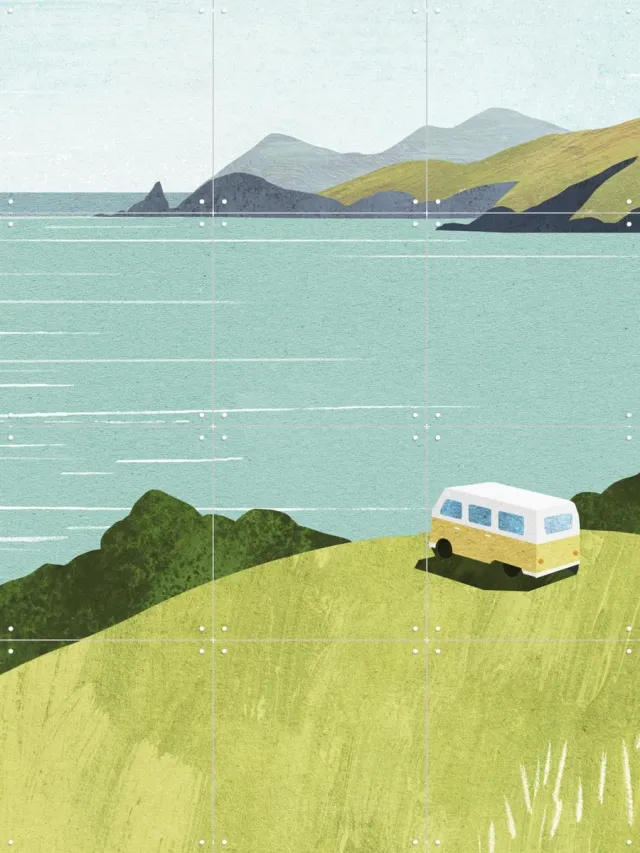 IXXI Van Life, Henry Rivers - 60 x 80 cm - Grote wanddecoratie en posters - Illustraties, Kleurrijk, Zomer, Natuur, Landschappen