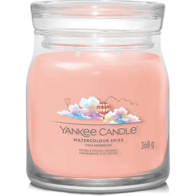 Yankee Candle Watercolour Skies Medium Geurkaars - 50 branduren - 2 lonten Roze