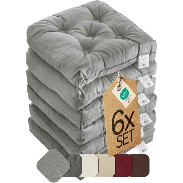 etérea Himmlische Qualität etérea Heidi Zitkussen Stoelkussen - Seat Cushion 6 Stuk - 42x42 cm - Grijs