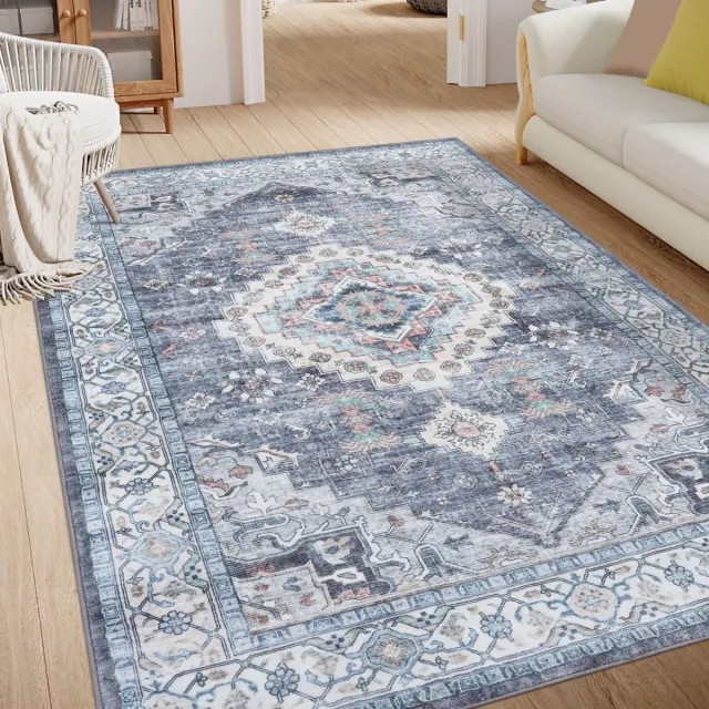 Homaxy Hoamxy - Woonkamerkleed - Zacht Fluwelen Vloerkleed Voor Naast Het Bed - Wasbaar Klein Vloerkleed - 183x275 cm - Rechthoekig - Grijsblauw