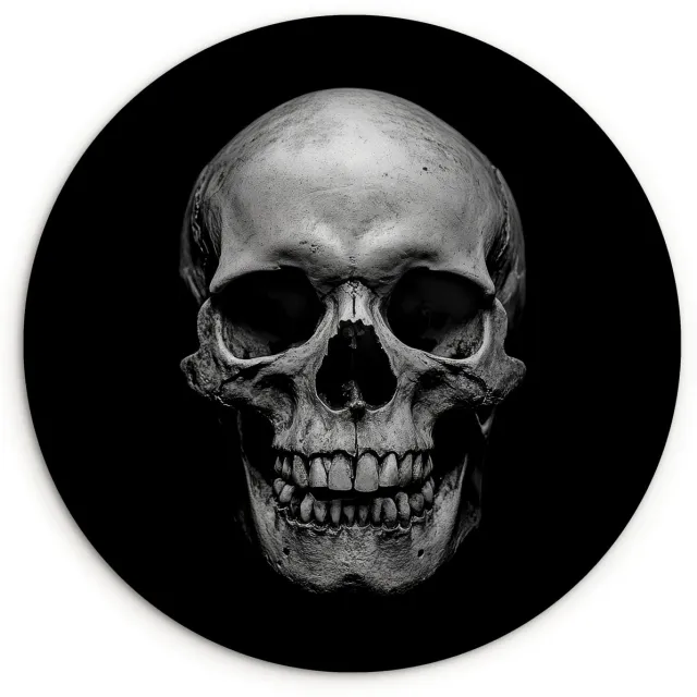 WallCircle Wandcirkel 90x90 cm - Muurcirkel Schedel - Zwart - Doodshoofd - Wit - Muurdecoratie woonkamer - Wanddecoratie slaapkamer - Kamer decoratie accessoires - Ronde schilderijen Schedel 2