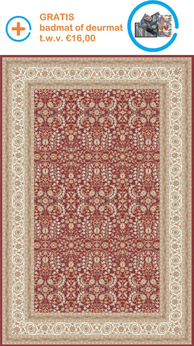 FOTAPIJT Geweven tapijt- Bedrukt Vloerkleed - 145x215 cm - 6 mm - Polyester - Kerstcadeau Rood; Wit