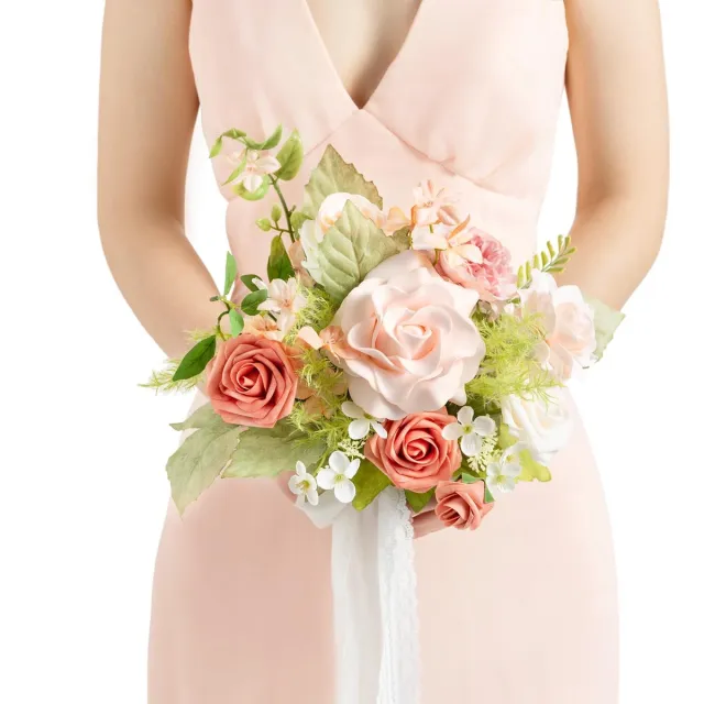 Unyqoos Elegante roze bruidsmeisjesboeket voor stijlvolle bruiloften en evenementen Blush & Roze