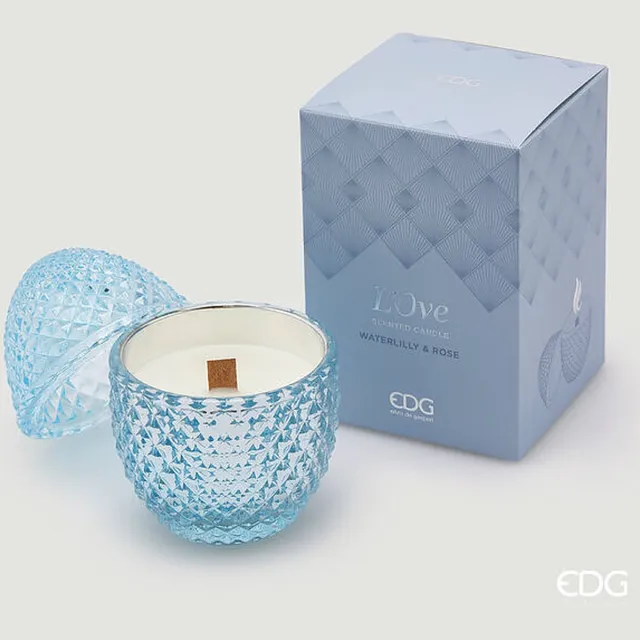 EDG - Enzo De Gasperi Geurkaars Blauw Waterlily & Rose D8 - Glas - Pasen