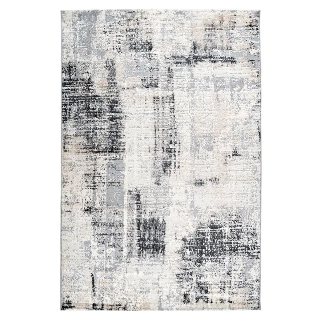 Padiro design laagpolig vloerkleed 160 x 230 cm - lichtgrijs - modern abstract ontwerp - voor vloerverwarming - van polypropyleen, polyester en jute