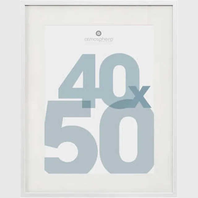 Atmosphera Fotolijstje Manu - met passe partout - voor een foto van 40 x 50 cm - wit - MDF/Glas - Klassieker