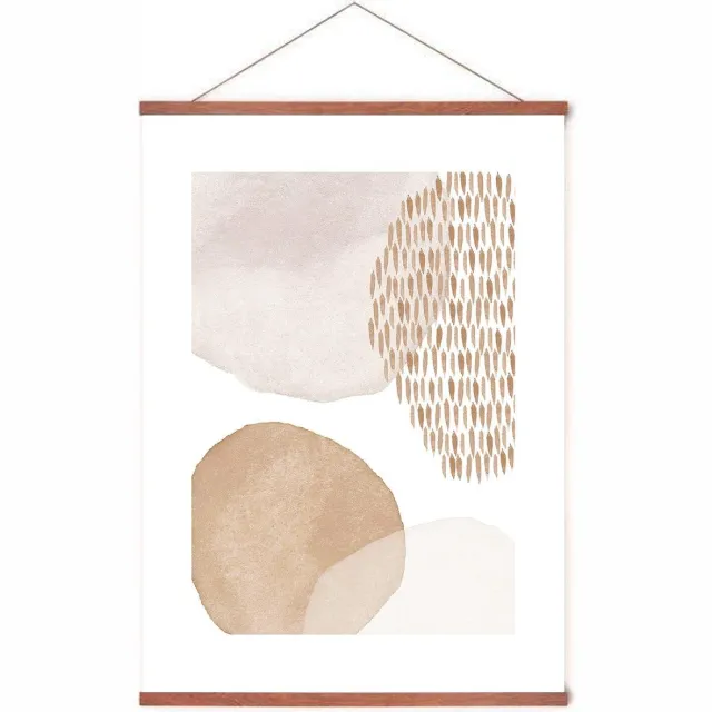 Esque Poster In Posterhanger - Waterverf Abstract - Kader Hout - Interieur Deco - 70x50 cm - Ophangsysteem Wit