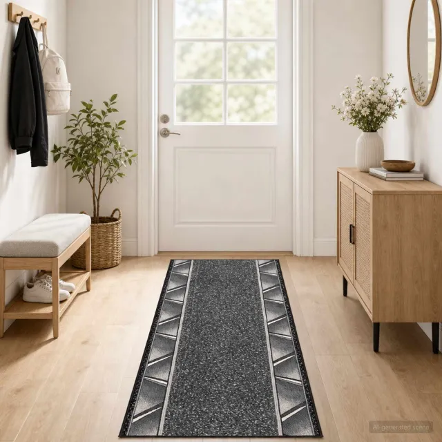 vidaXL Tapijtloper FLORNES Geweven Grijs Zigzag 80 x 150 cm PP 7 mm, foto 2