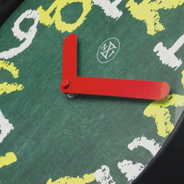 NeXtime Wandklok 30cm - Stil - Groen - Kunststof - "Chalkboard"