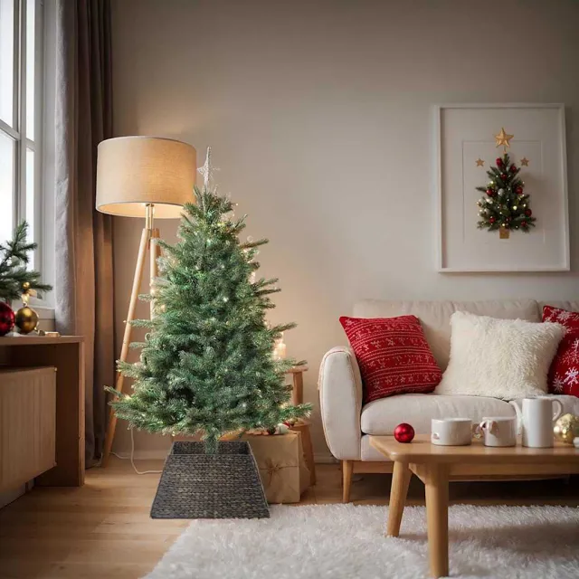 vidaXL Kerstboomkraag Vierkant Zwart 60 x 60 x 28 cm Waterhyacint