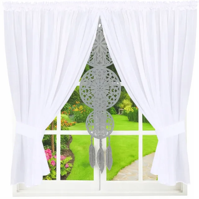 NOW-ART Dromenvanger - Kant-en-klaar vitragegordijn met vilten paneel - 300 × 170 cm - Wit/zwart Wit;Zwart
