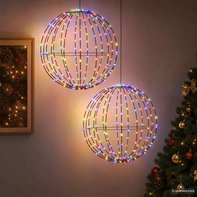 vidaXL Kerst Finial Licht 2 st 384 LED's RGB Dia. 60 x 63 cm Meerkleurig