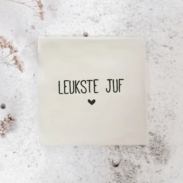 Fien & Feau Tegeltje - de leukste juf - excl. houder - cadeau voor de juf - cadeau einde schooljaar