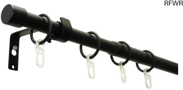 RFWR Gordijnroede-set mat-zwart, uitschuifbaar, 180-310 cm