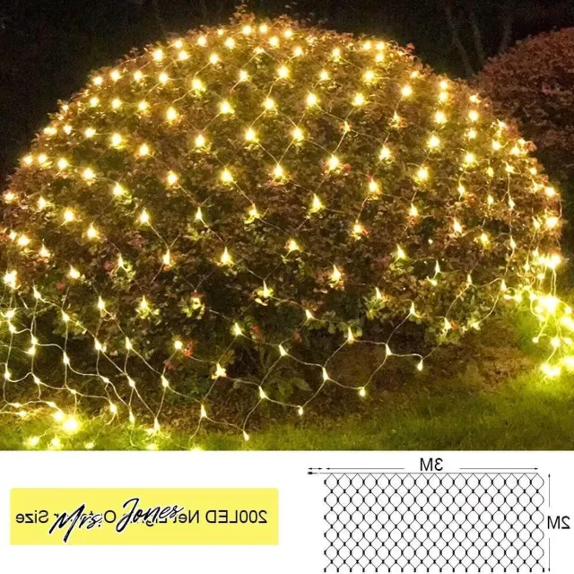 Mrs. Jones Lichtnet voor buiten 3 x 2 m 200 leds lichtgordijn warmwit IP44 waterdicht afstandsbediening timer 8 modi struiken tuin kerstboom .
