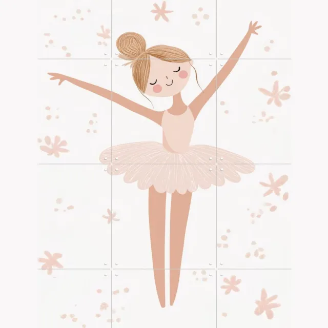 IXXI Ballerina, Treechild & Various - 60 x 80 cm - Grote wanddecoratie en posters - Fantasierijk, Cartoonesk, Speels, Illustraties, Grafisch Ontwerp Roze