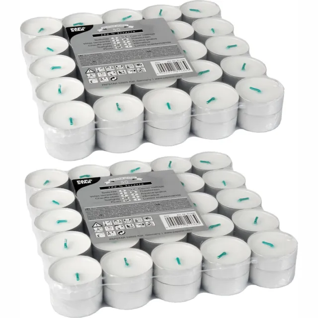 Conpax Candles Waxinelichtjes - 150x st - 3,7 cm - 4 branduren - stearine - theelichtjes - kaarsjes Wit