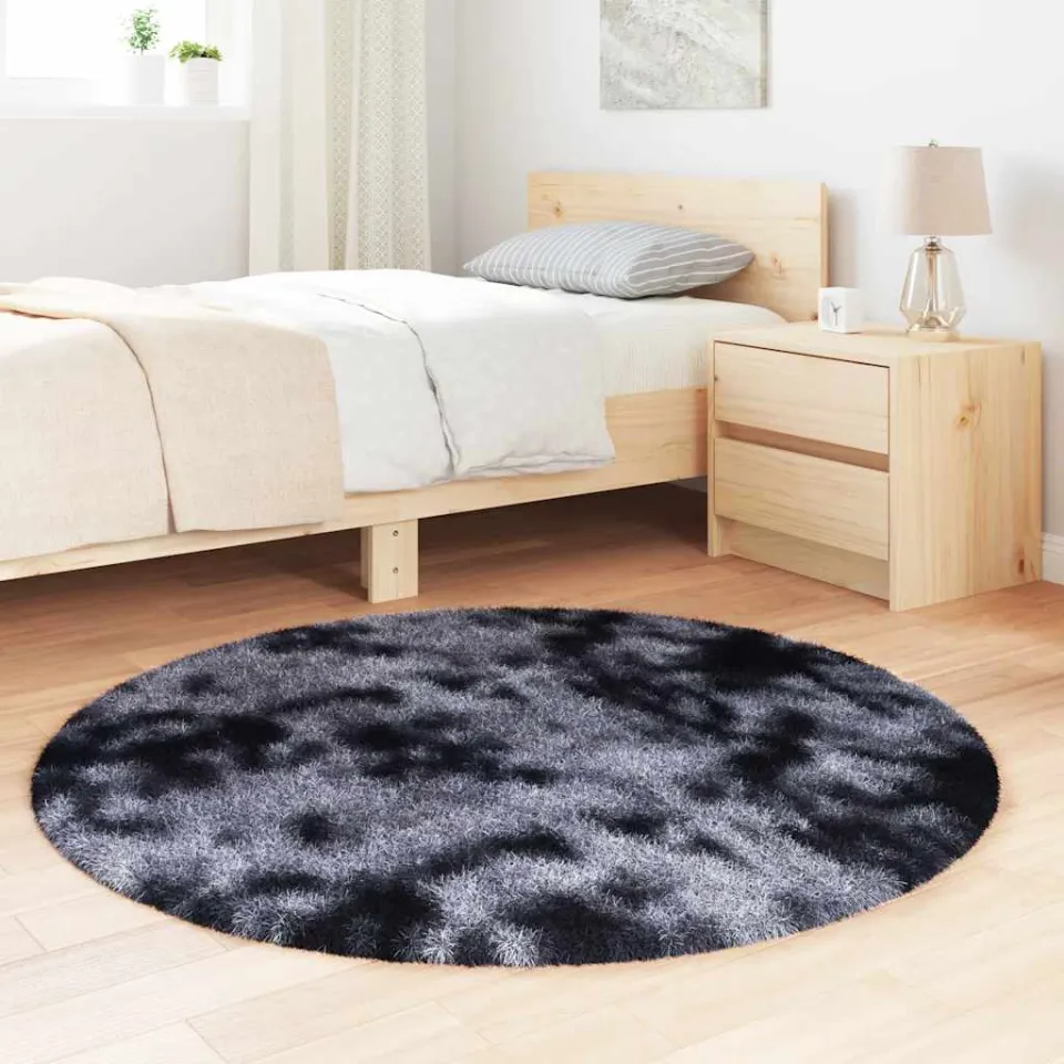 vidaXL Hoogpolig vloerkleed NAVARRA 120x120 cm polyester donkergrijs grijs, foto 3
