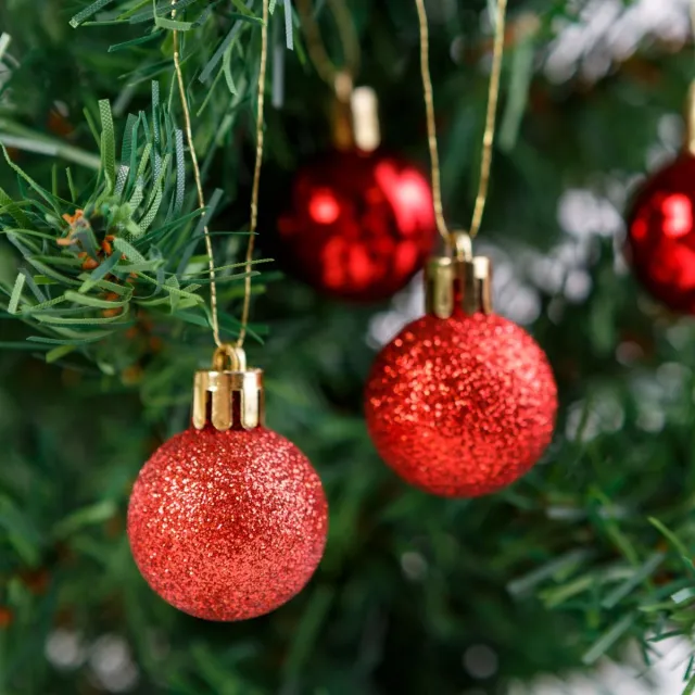 Family Pound Kerstballenset - Zilveren kerstballen (Ø3 cm) - 12-delig - mat, glanzend en glitter - met zilveren hanger [58775A]