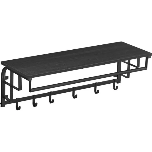 MAZAZU MIRA Home Wandkapstok met Hoedenplank en Hangstang - Kapstok XL met 6 Haken - 88x30x27 cm - Zwart