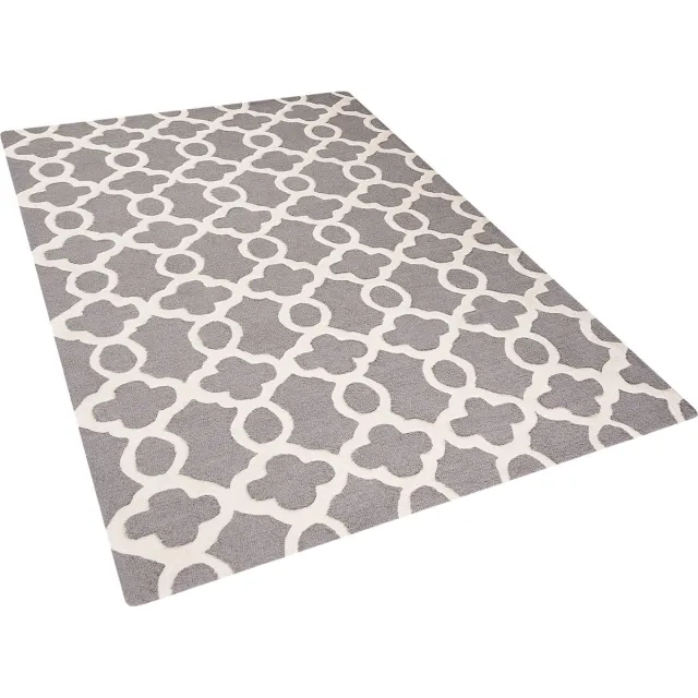 Beliani ZILE - Laagpolig vloerkleed - Lichtgrijs - 140 x 200 cm - Wol