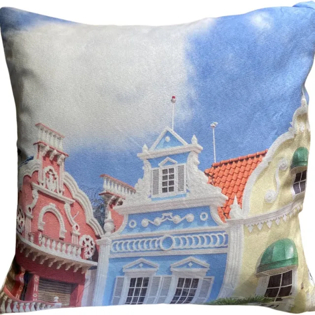 Unique Living 4 stuks - kussenhoes - sierkussenhoes - zachte stof - Antillen - 45 x 45 cm - met rits blauw - roze - geel