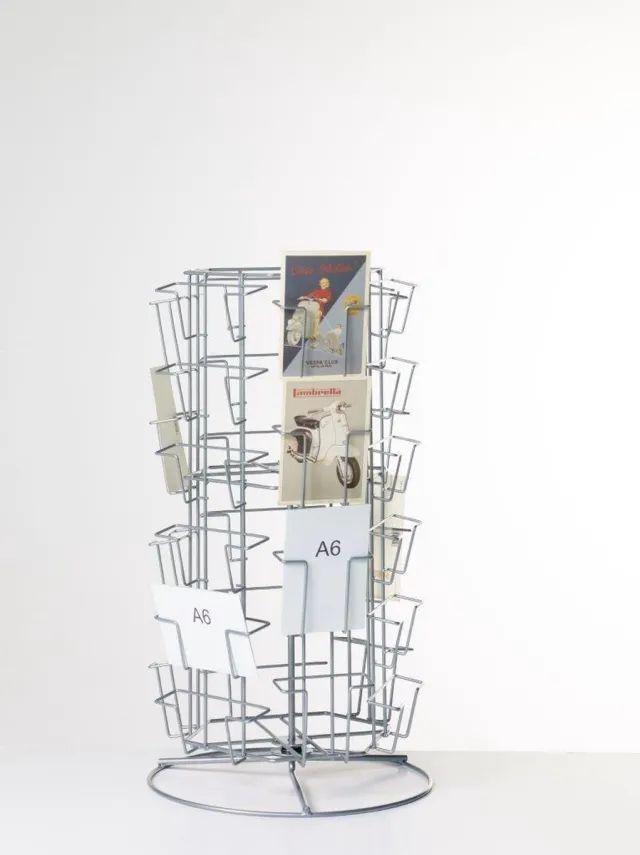 DISPLAYZ Postkaartenmolen 30 vakken voor A6 kaarten 10.5 x 15cm zilver