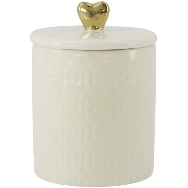 Zusss Geurkaars Keramiek Met Deksel Hartje M Wit/Goud Keramiek / Paraffine White / Gold