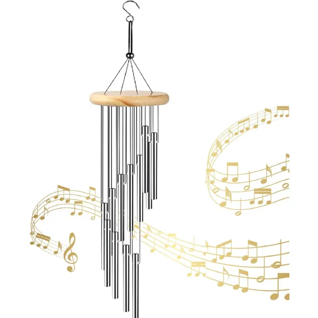 Famanu Hangende windgongen voor buiten, metalen chimes met aluminium buizen, klankspel voor buitenhuisdecoratie, tuin en terras, perfect als geschenk Wit