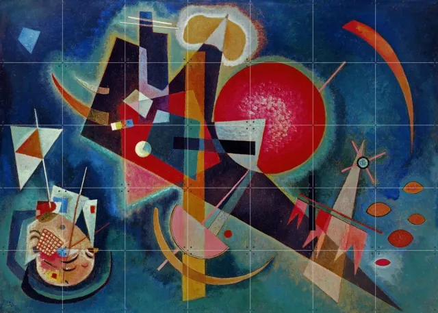 IXXI In Blue, Kandinsky & Bridgeman Images - 140 x 100 cm - Grote wanddecoratie en posters - Klassiek, Abstract, Olieverf, Woonkamer Blauw / Warme kleuren / Kleur