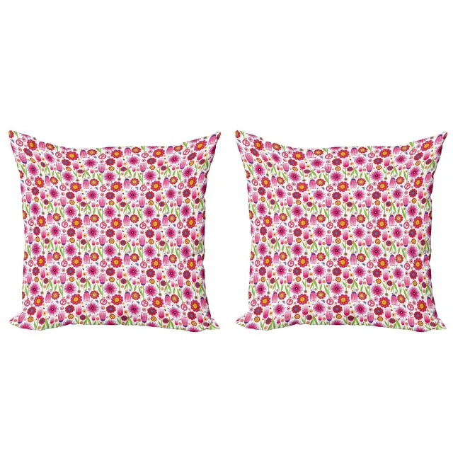 ABAKUHAUS Hippie Kussenhoes – Set 2x50x50 cm – Dubbelzijdig Digitaalbedrukt – Multicolor Mehrfarbig