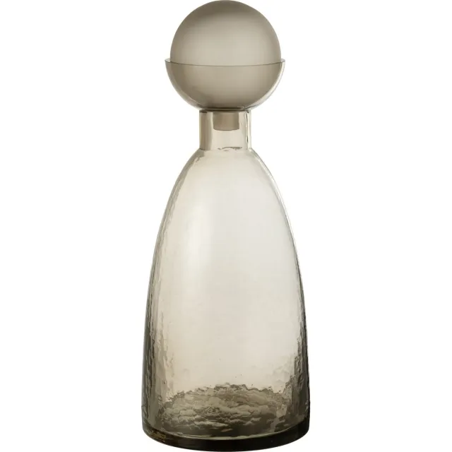 J-Line vaas Fles + Dop Yara - glas - greige - large - 43 cm hoog Grijs