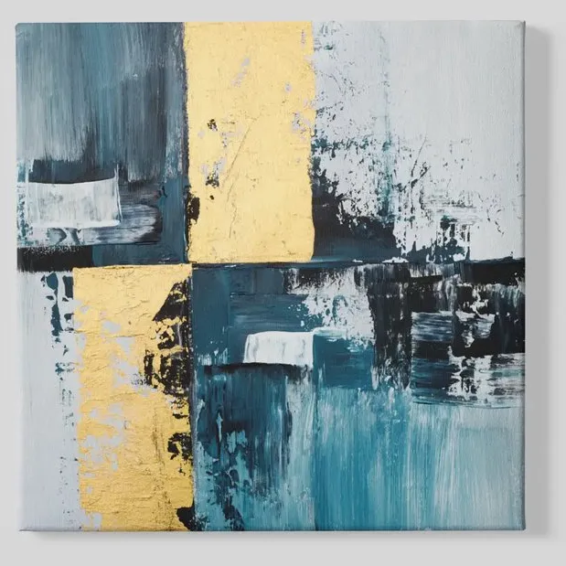 Trendex Global Vierkant Canvas Schilderij - Abstracte Kleurenkunst - Modern & Creatief - 60x60x2 cm Kleurrijk