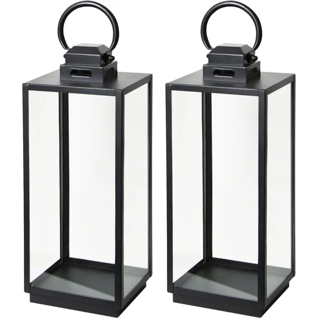 KS Verlichting Set van 2 Michigan Windlicht Zwart Small