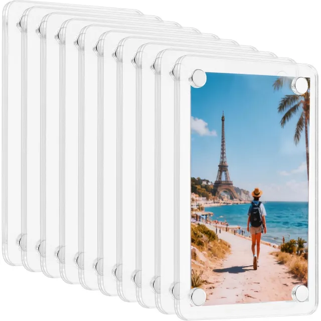 Unyqoos Set van 20 Dubbelzijdige Magnetische Fotolijsten van Acryl voor Decoratie Transparant