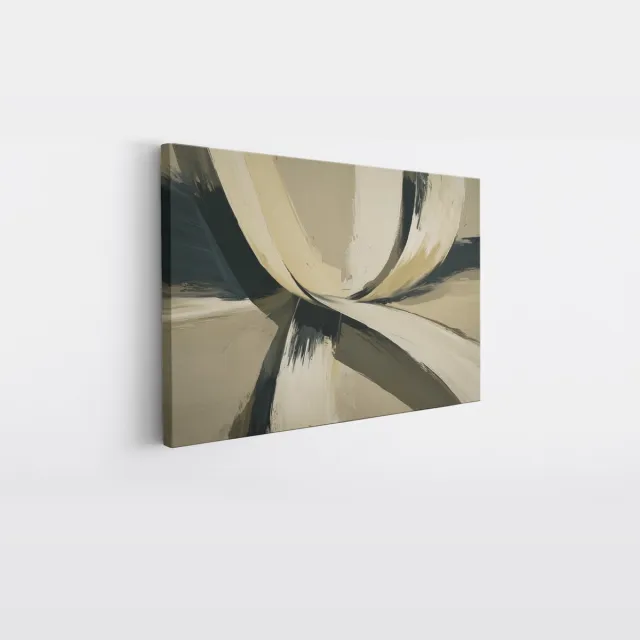Saammp Canvas Schilderij - Strepen - Beige - Abstract - 40x30 - Foto op canvas - Wanddecoratie - Muurdecoratie Woonkamer - Slaapkamer decoratie - Canvas Print Multicolor